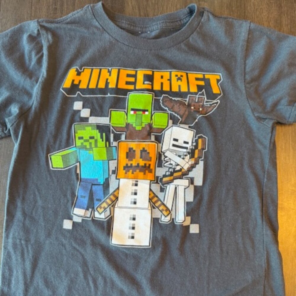 Black Minecraft Characters Snow Golem/Zombie Short Sleeve T-shirt (Small)